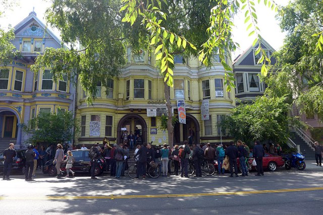 The Pigeon Palace, 2840-2848 Folsom in San Francisco, with a lively demo during the final open house on May 6, 2015.